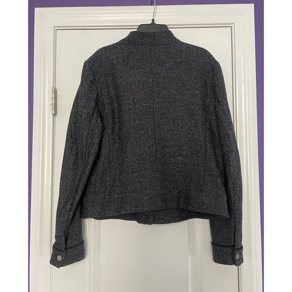 ANN TAYLOR Loft Wool Blend Tweed Knit Bomber Jacket Coat Women's Size 14 *GREAT* - Picture 3 of 9